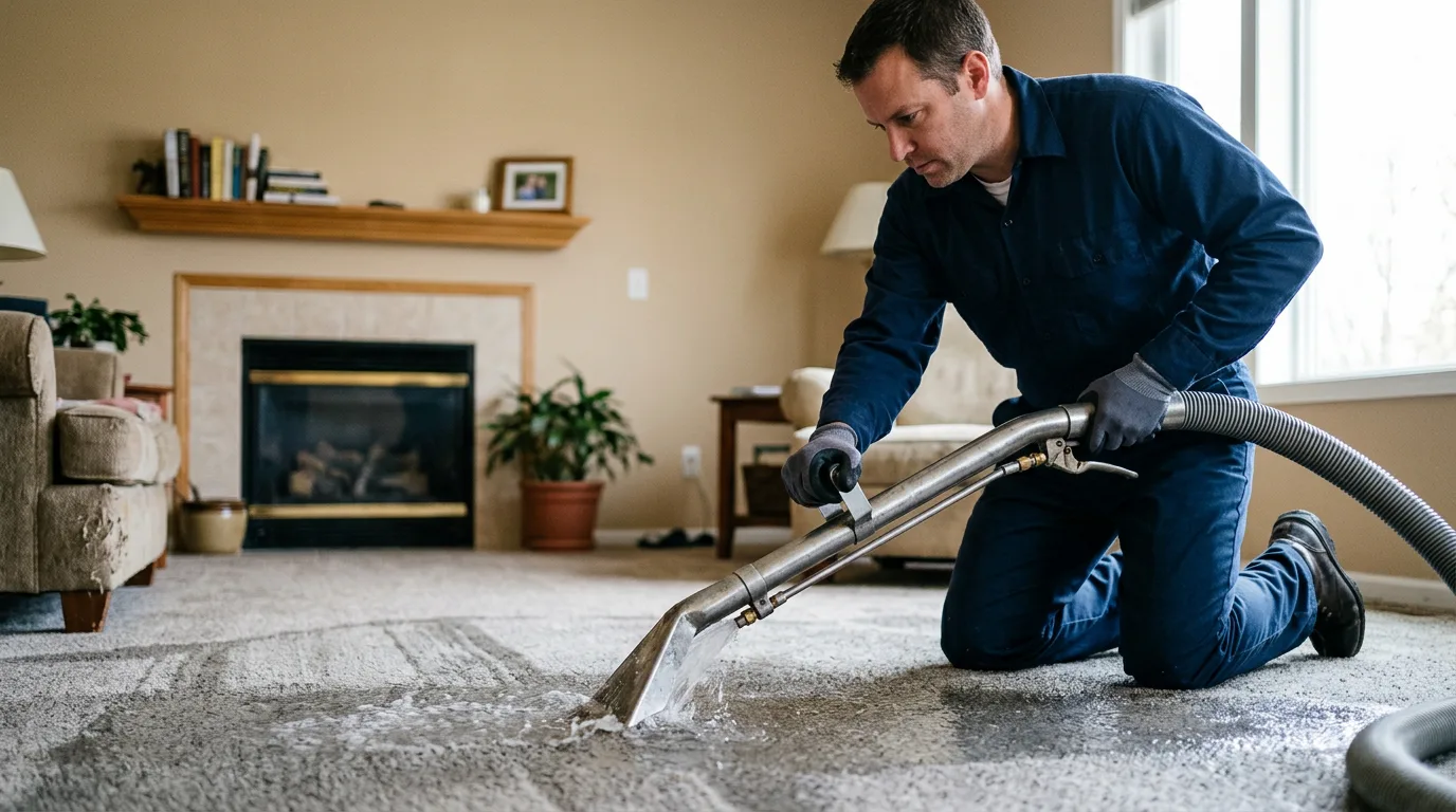 Water damage restoration technician working near Turtlepoint, PA